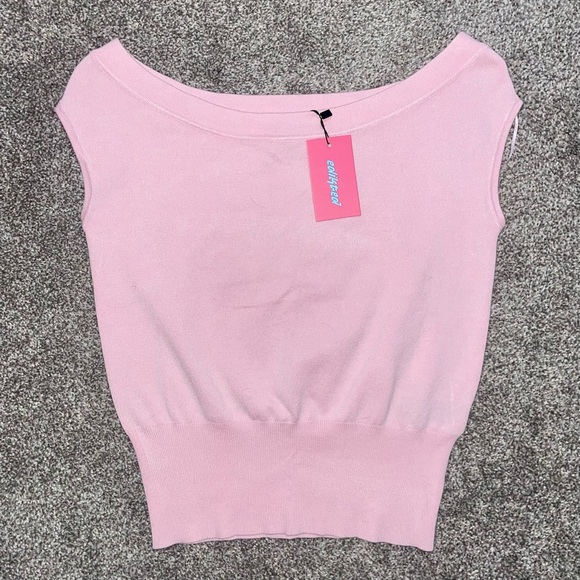 Edikted Sweaters - Edikted Pink Off-Shoulder Knit Top
